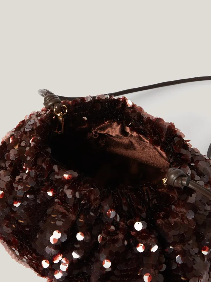 Women Oversized Sequin Clutch Brown Jigsaw Party