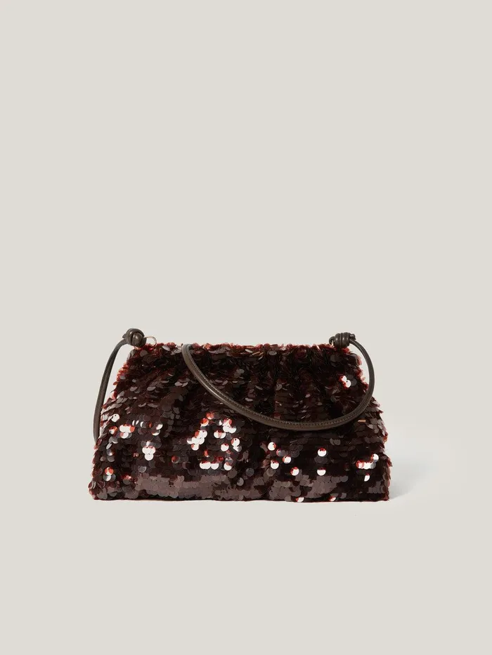 Women Oversized Sequin Clutch Brown Jigsaw Party