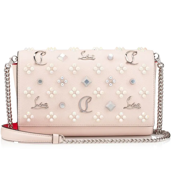 Women Paloma Clutch 8211 Grained Calf Leather And Spikes Loubinthesky 8211 Leche Christian Louboutin Shoulder Bags