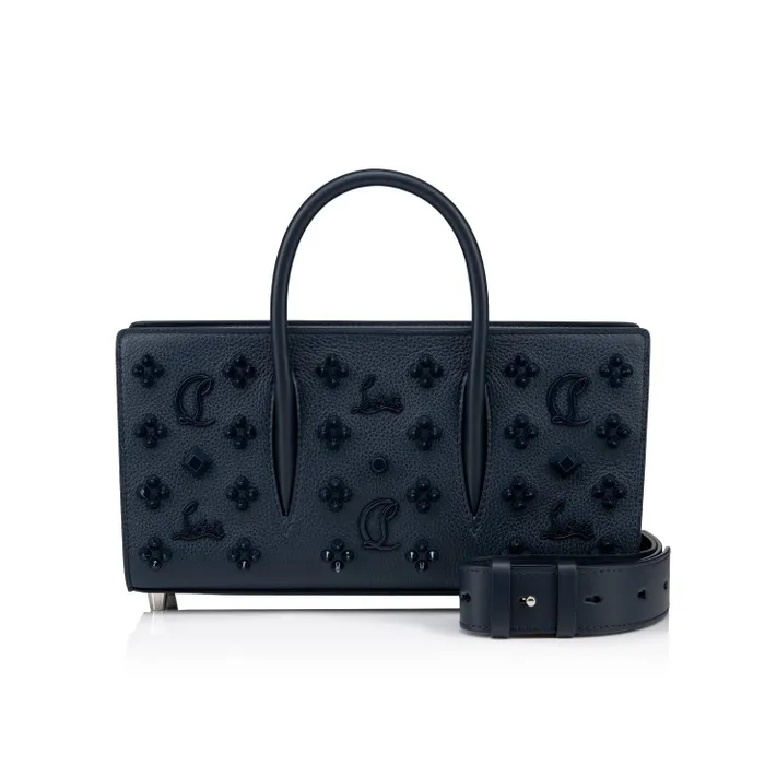 Women Paloma Top Handle Bag 8211 Calf Leather And Spikes Loubinthesky 8211 Navy Christian Louboutin Shoulder Bags