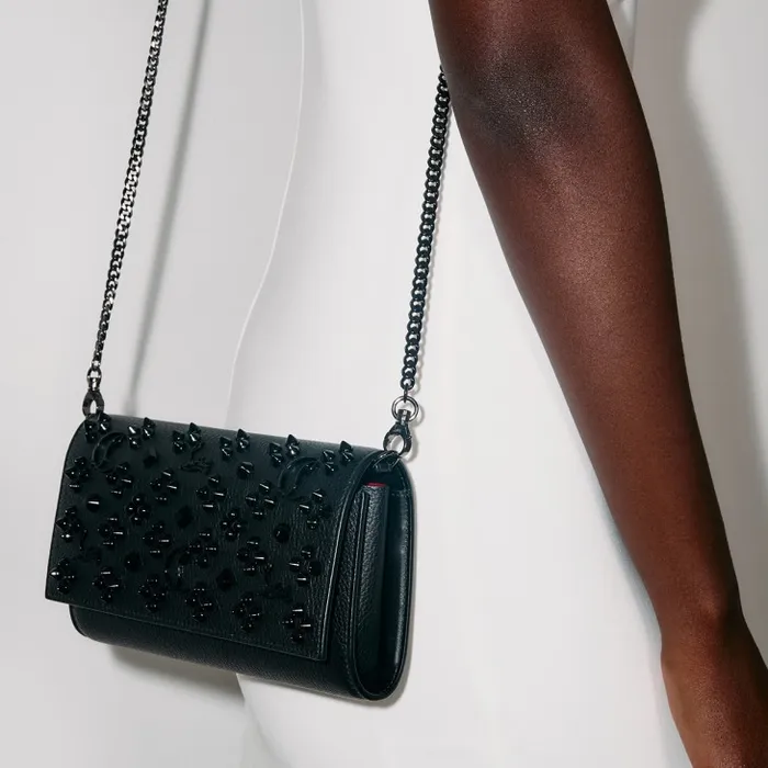 Women Paloma Wallet On Chain 8211 Grained Calf Leather And Spikes Loubinthesky 8211 Black Christian Louboutin Crossbody Bags Women Paloma Wallet On Chain 8211 Grained Calf Leather And Spikes Loubinthesky 8211 Black Christian Louboutin Crossbody Bags