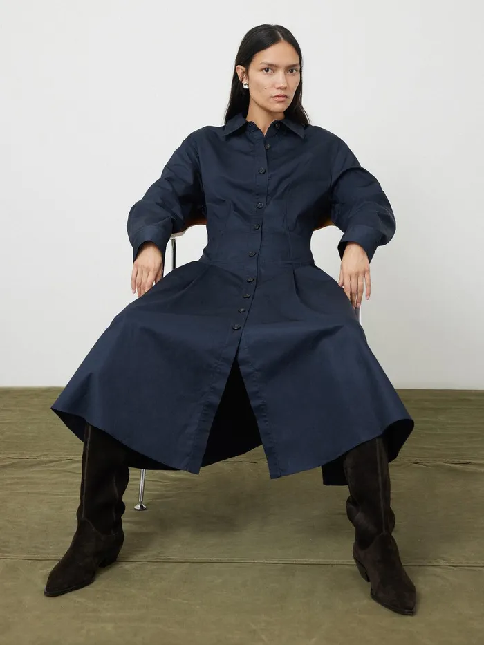 Women Panelled Shirt Dress Navy Jigsaw Dresses and Jumpsuits