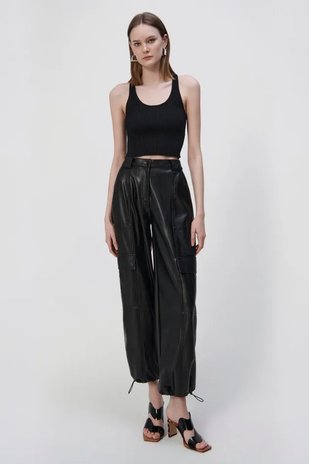 Women Pants and Bottoms Jonathan Simkhai Luxe Vegan Leather Cargo Pant