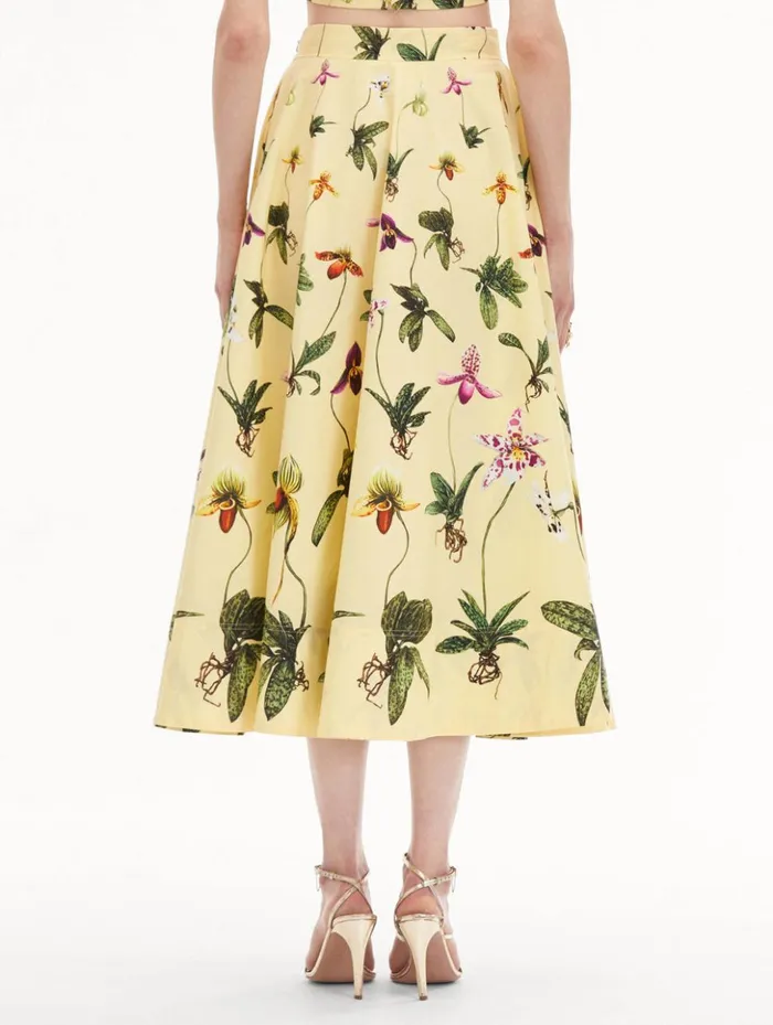Women Pants and Skirts Oscar De La Renta Orchid Cotton Poplin Skirt Yellow Multi Women Pants and Skirts Oscar De La Renta Orchid Cotton Poplin Skirt Yellow Multi