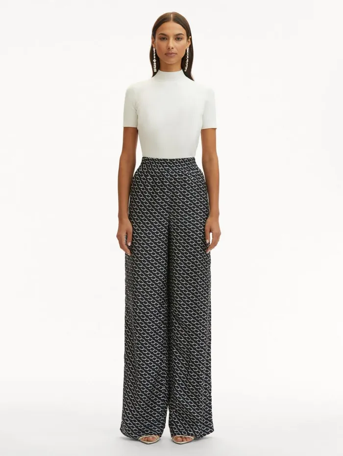 Women Pants and Skirts Oscar De La Renta Small Oscar ChainLink Pant Ivory Navy Women Pants and Skirts Oscar De La Renta Small Oscar ChainLink Pant Ivory Navy