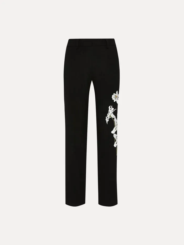 Women Pants and Skirts Oscar De La Renta Watercolor Orchid Pant Black
