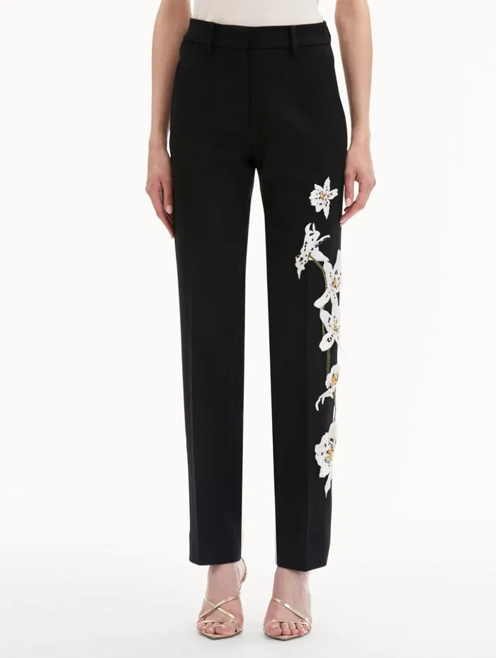 Women Pants and Skirts Oscar De La Renta Watercolor Orchid Pant Black
