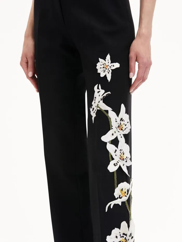 Women Pants and Skirts Oscar De La Renta Watercolor Orchid Pant Black