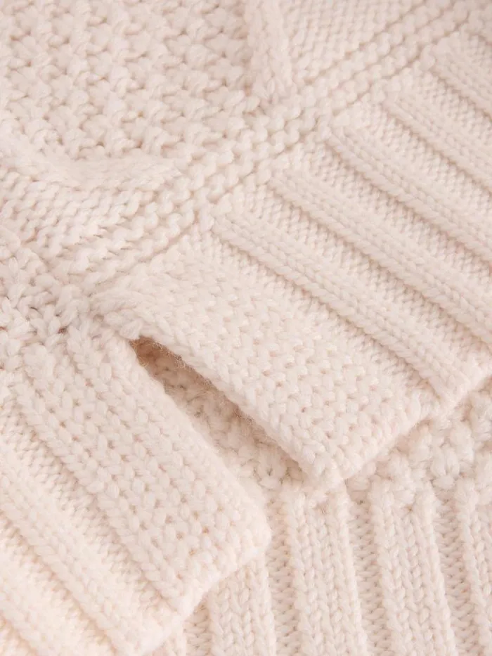 Women PATCHWORK CABLE JUMPER Light Natural White Stuff Knitwear Women PATCHWORK CABLE JUMPER Light Natural White Stuff Knitwear