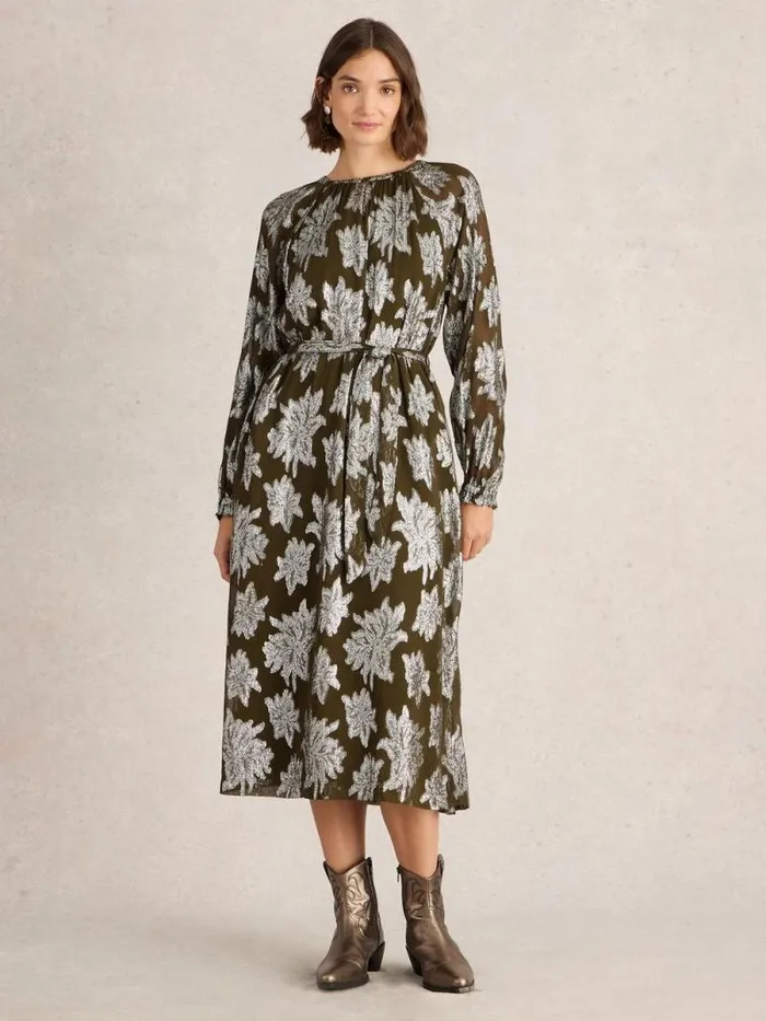 Women Phoebe Jacquard Maxi Dress Green Multi White Stuff Dresses