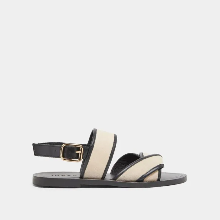 Women Plagettes With Wide Straps Blackbeige JONAK Beach Sandals