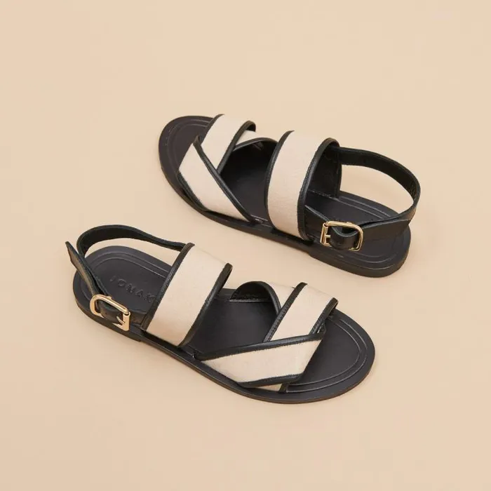 Women Plagettes With Wide Straps Blackbeige JONAK Beach Sandals