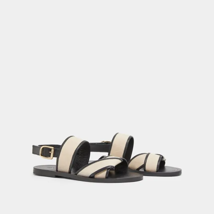 Women Plagettes With Wide Straps Blackbeige JONAK Beach Sandals