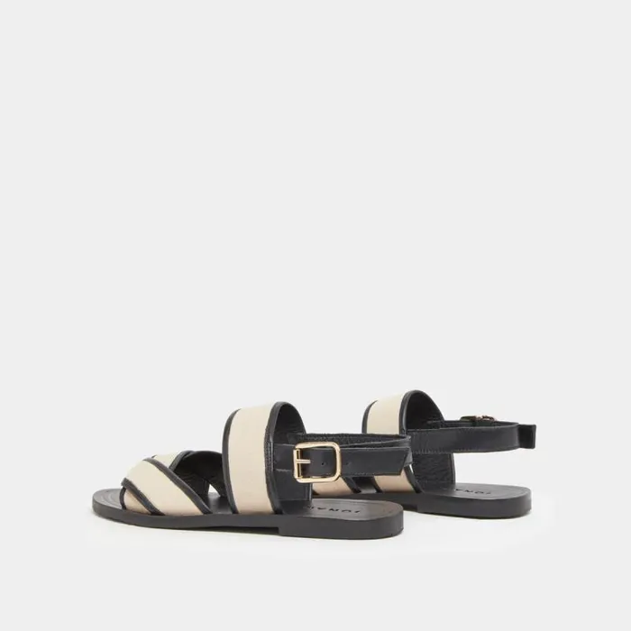 Women Plagettes With Wide Straps Blackbeige JONAK Beach Sandals
