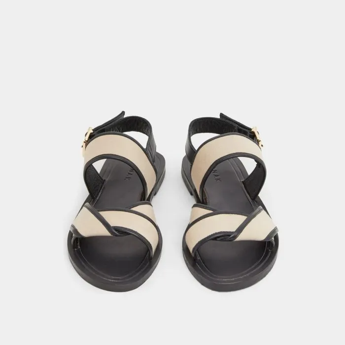 Women Plagettes With Wide Straps Blackbeige JONAK Beach Sandals