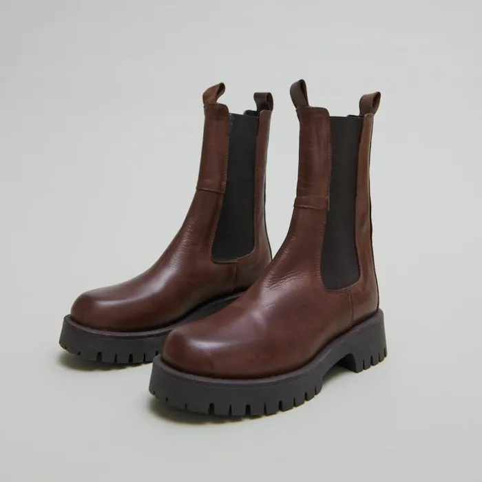 Women Platform Boots Brown JONAK Ankle Boots Lowboots