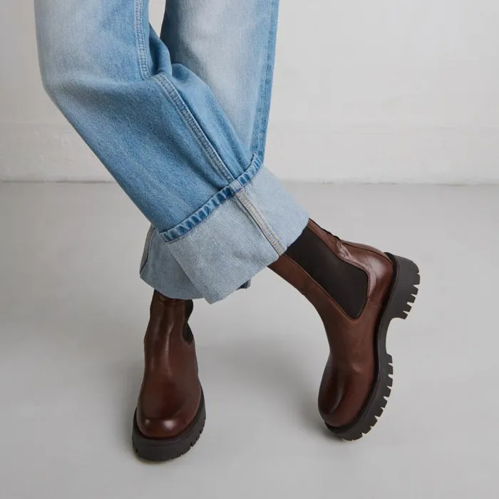 Women Platform Boots Brown JONAK Ankle Boots Lowboots