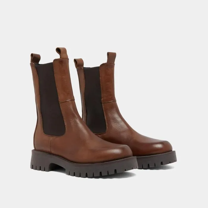 Women Platform Boots Brown JONAK Ankle Boots Lowboots