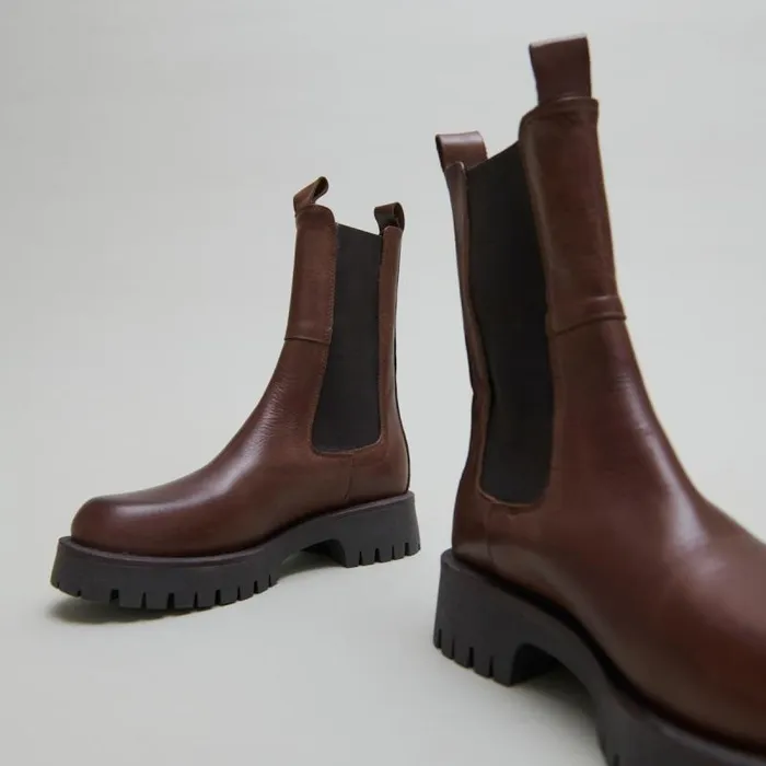 Women Platform Boots Brown JONAK Ankle Boots Lowboots