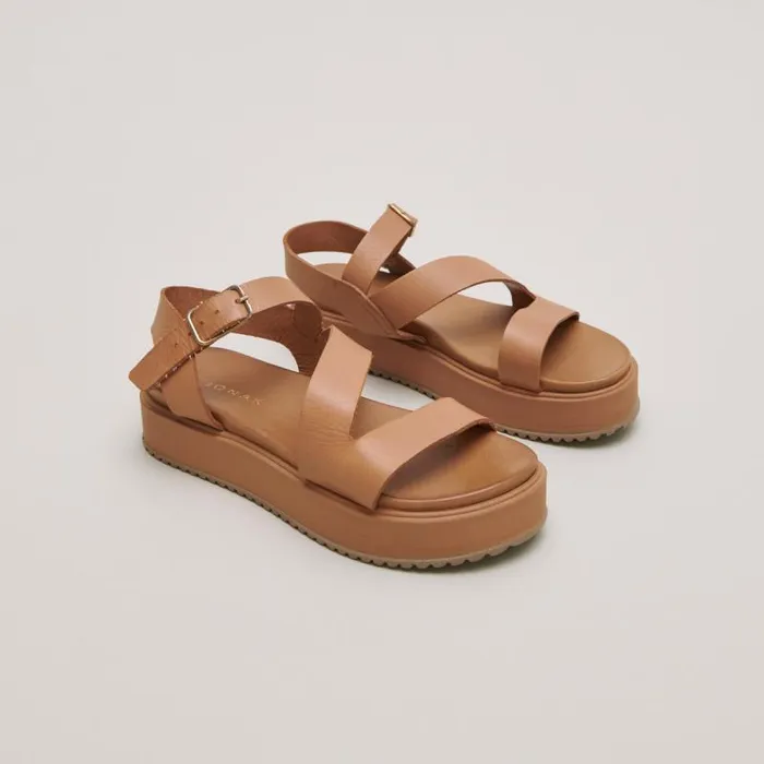 Women Platform Sandals With Straps Camel JONAK Sandals