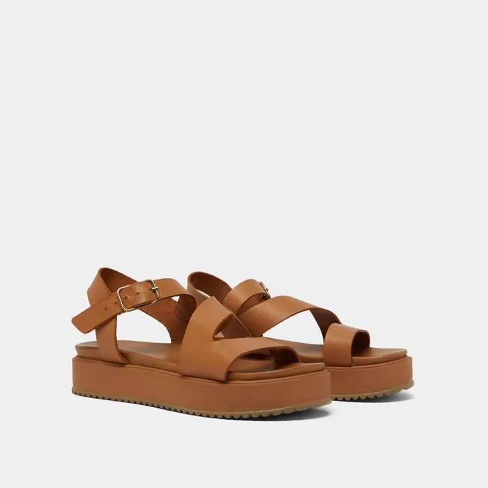 Women Platform Sandals With Straps Camel JONAK Sandals