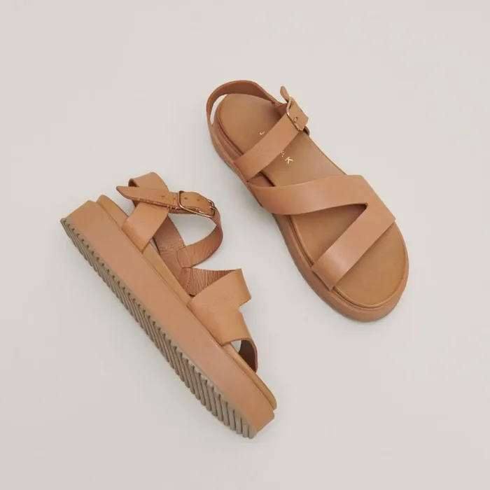 Women Platform Sandals With Straps Camel JONAK Sandals