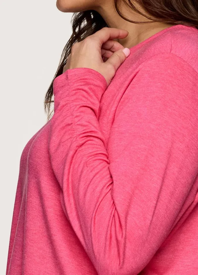Women Plus No Sweat Pullover Pink RBX Active Long Sleeve
