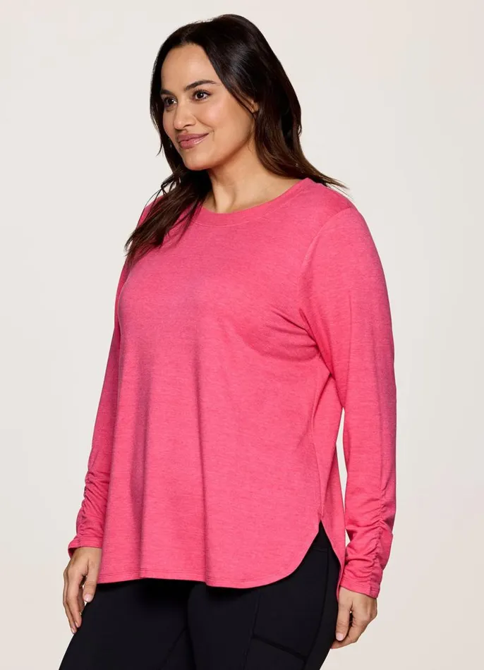Women Plus No Sweat Pullover Pink RBX Active Long Sleeve
