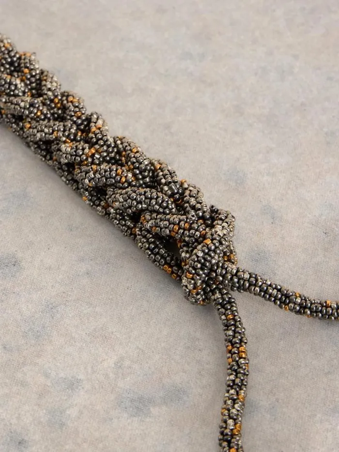 Women POPPY BEADED NECKLACE Mixed Metallic White Stuff Jewellery