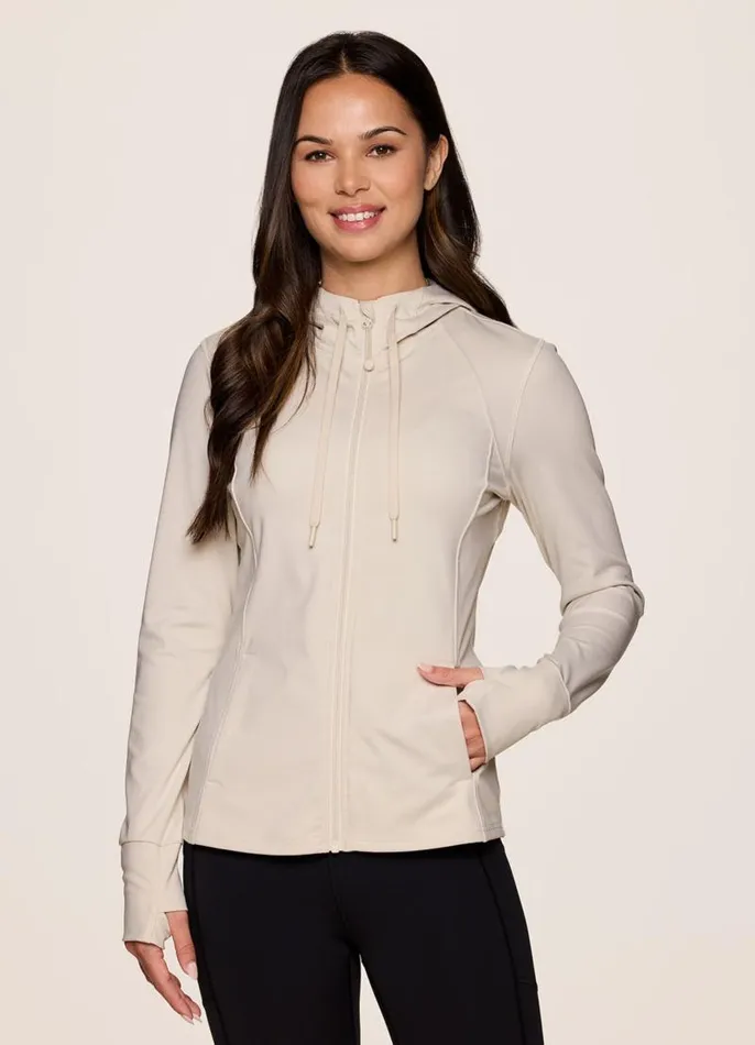 Women Prime Super Soft Hoodie Jacket Oyster RBX Active Long Sleeve