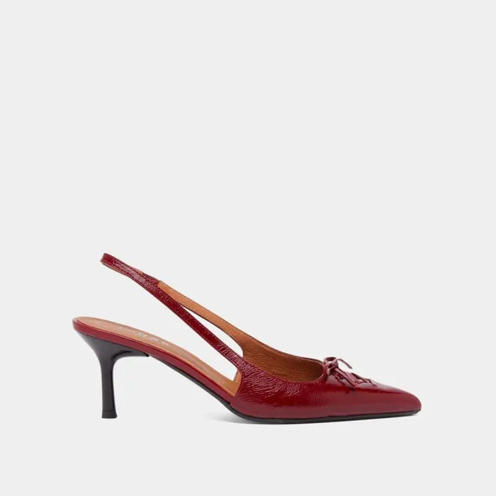 Women Pumps With Open Backs Dark Red JONAK Slingbacks