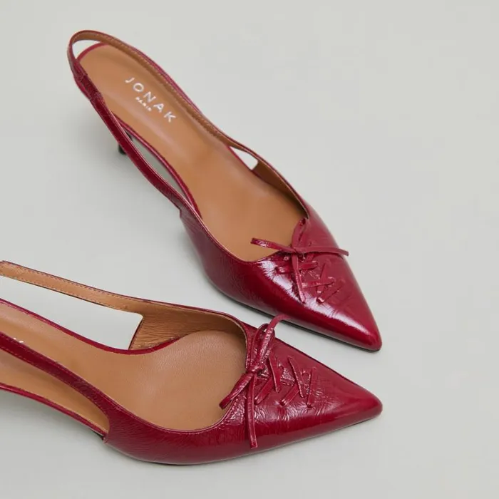 Women Pumps With Open Backs Dark Red JONAK Slingbacks