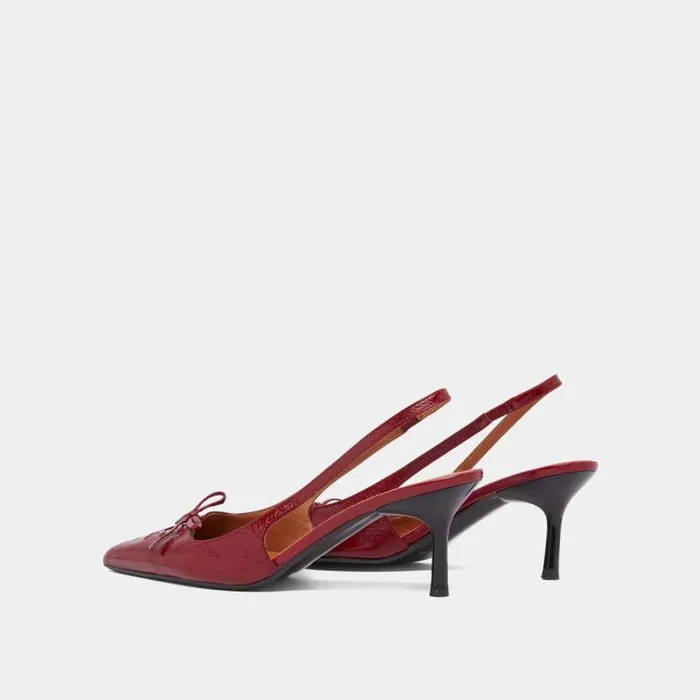 Women Pumps With Open Backs Dark Red JONAK Slingbacks