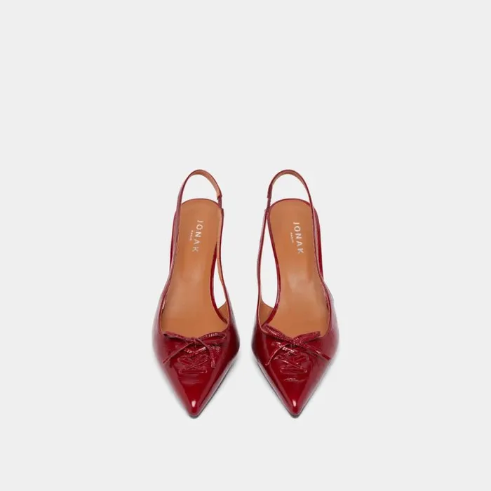 Women Pumps With Open Backs Dark Red JONAK Slingbacks