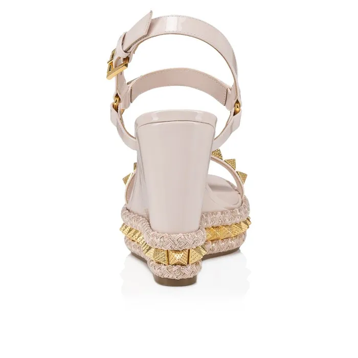 Women Pyraclou 110 Mm Espadrilles 8211 Patent Calf Leather 8211 Leche Christian Louboutin Platforms