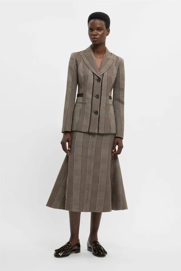 Women Queenie Skirt In Rust Prince Of Wales Check Skirts Emilia Wickstead