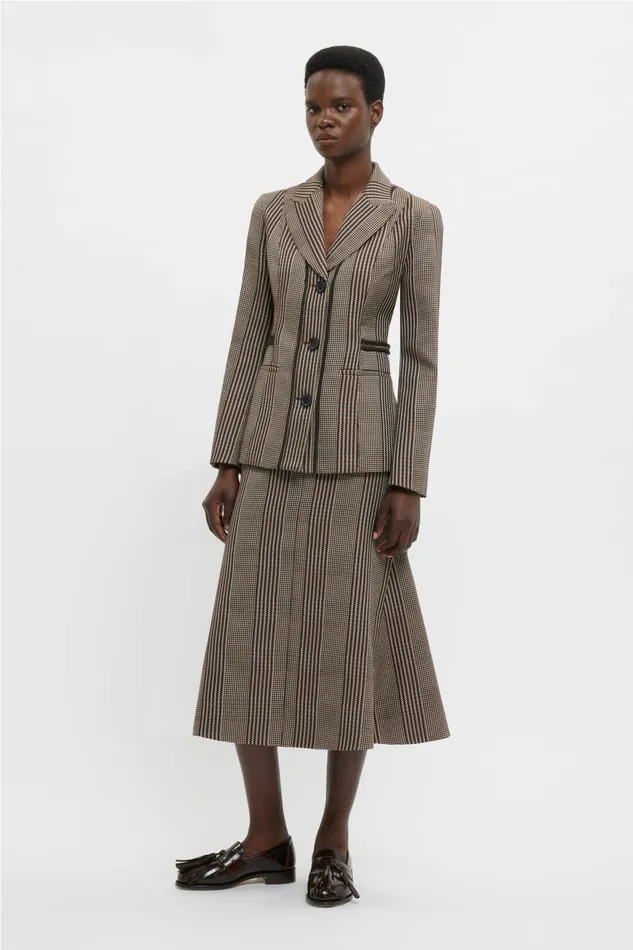 Women Queenie Skirt In Rust Prince Of Wales Check Skirts Emilia Wickstead Women Queenie Skirt In Rust Prince Of Wales Check Skirts Emilia Wickstead