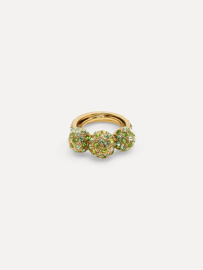 Women Rings Oscar De La Renta Triple Sphere Crystal Ring Green Multi