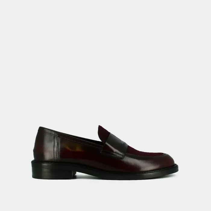 Women Roundtoed College Loafers 8211 Jonak X Schott Burgundy JONAK Loafers