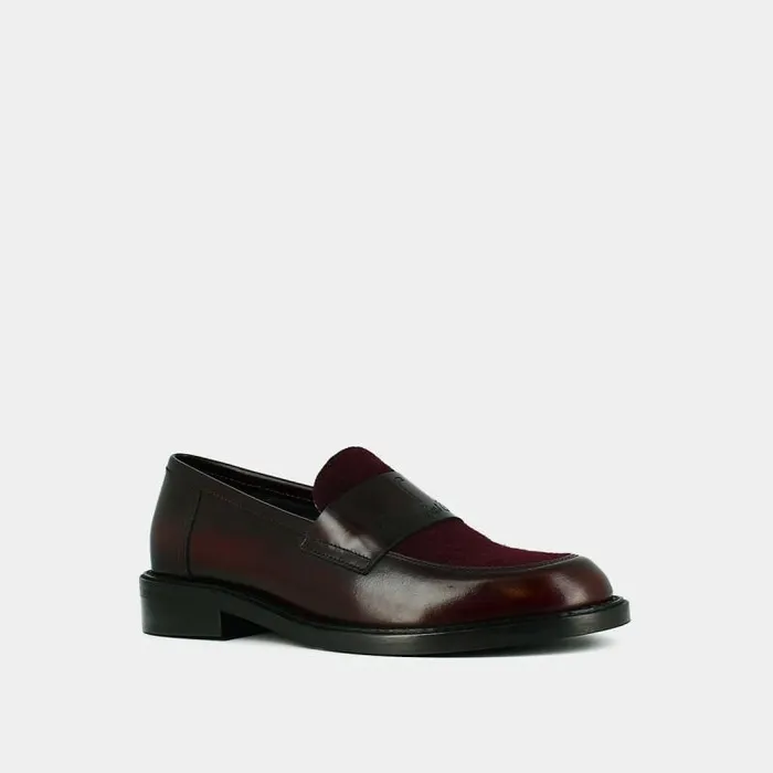 Women Roundtoed College Loafers 8211 Jonak X Schott Burgundy JONAK Loafers