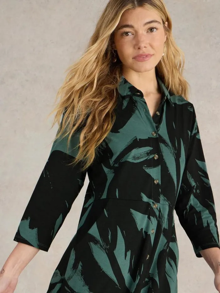 Women Rua Midi Jersey Shirt Dress Green Print White Stuff Dresses Women Rua Midi Jersey Shirt Dress Green Print White Stuff Dresses