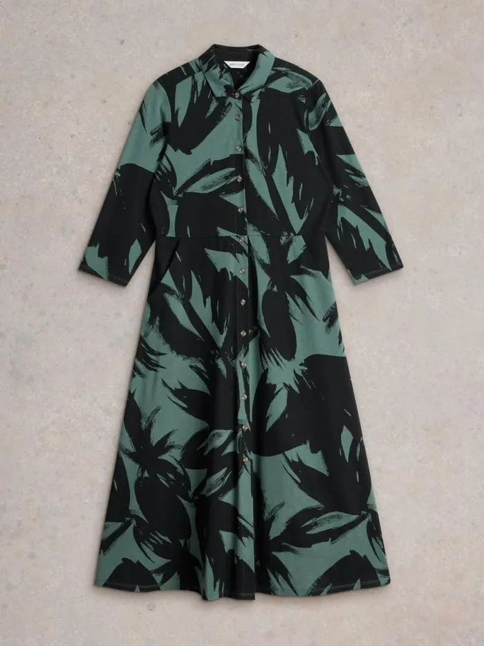 Women Rua Midi Jersey Shirt Dress Green Print White Stuff Dresses Women Rua Midi Jersey Shirt Dress Green Print White Stuff Dresses