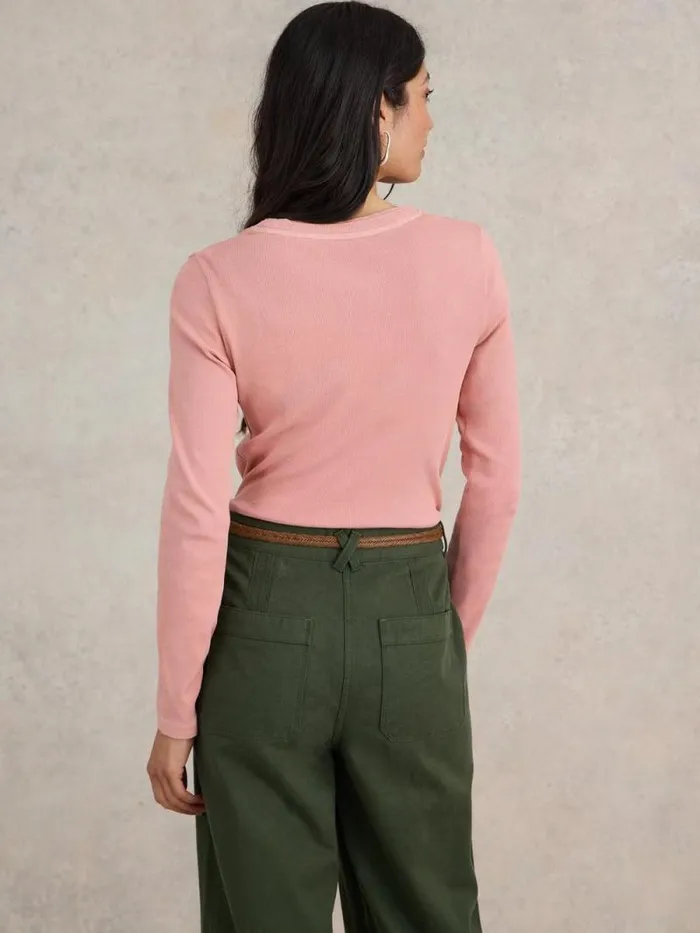 Women SADIE LONG SLEEVE RIB TEE Dusty Pink White Stuff Tops and Tees Women SADIE LONG SLEEVE RIB TEE Dusty Pink White Stuff Tops and Tees