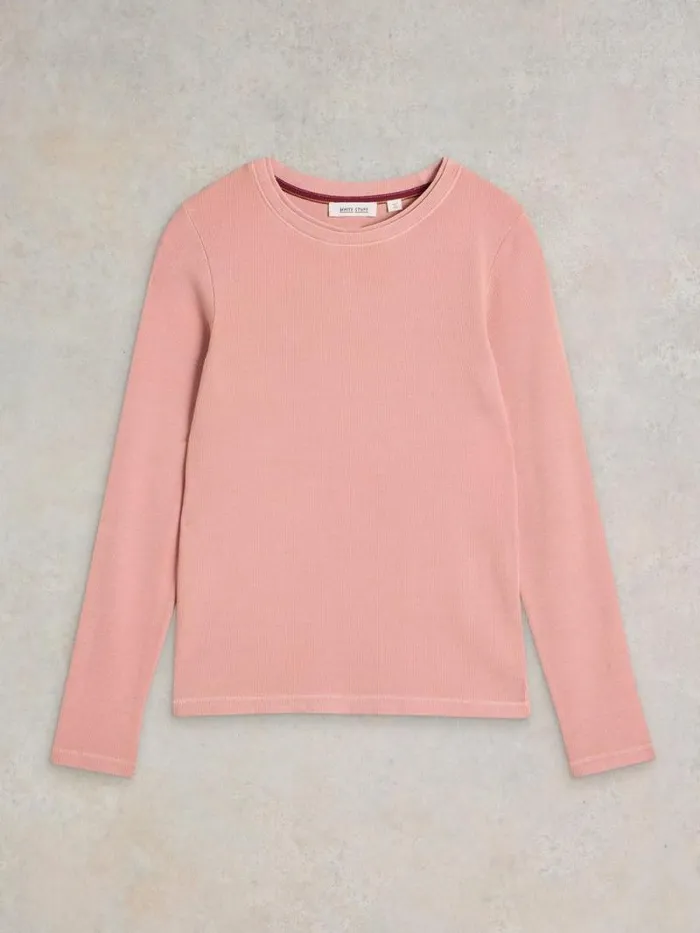 Women SADIE LONG SLEEVE RIB TEE Dusty Pink White Stuff Tops and Tees Women SADIE LONG SLEEVE RIB TEE Dusty Pink White Stuff Tops and Tees