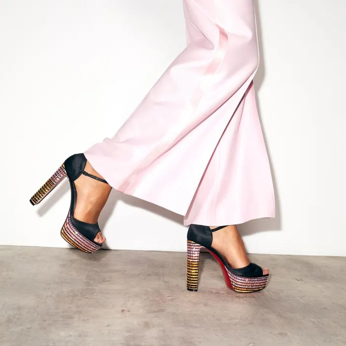 Women Sandaloo Strass Aftersun 130 Mm Sandals 8211 Crpe Satin Imprim Aftersun 8211 Black Christian Louboutin Platforms Women Sandaloo Strass Aftersun 130 Mm Sandals 8211 Crpe Satin Imprim Aftersun 8211 Black Christian Louboutin Platforms