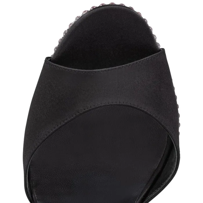 Women Sandaloo Strass Aftersun 130 Mm Sandals 8211 Crpe Satin Imprim Aftersun 8211 Black Christian Louboutin Platforms