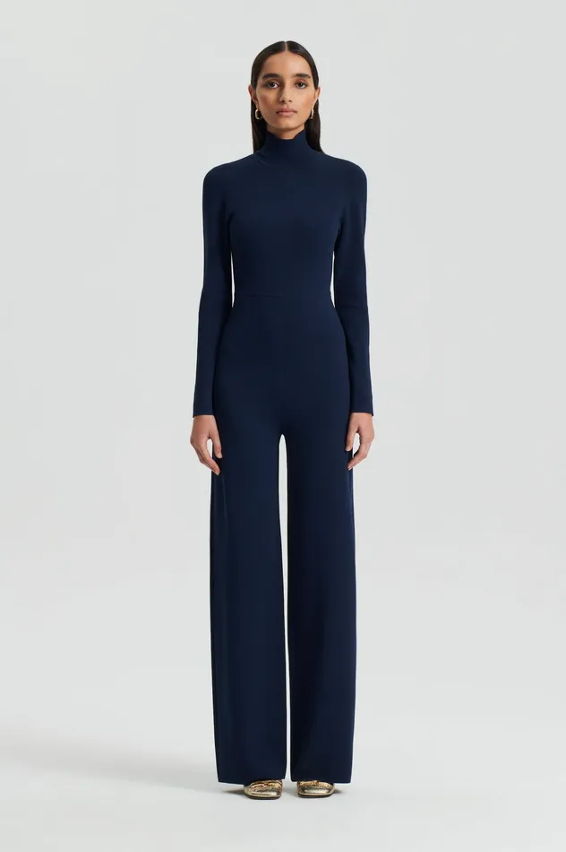 Women Scanlan Theodore MICRO CREPE JUMPSUIT NAVY Knitwear