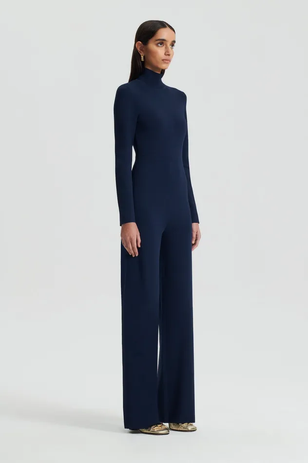 Women Scanlan Theodore MICRO CREPE JUMPSUIT NAVY Knitwear