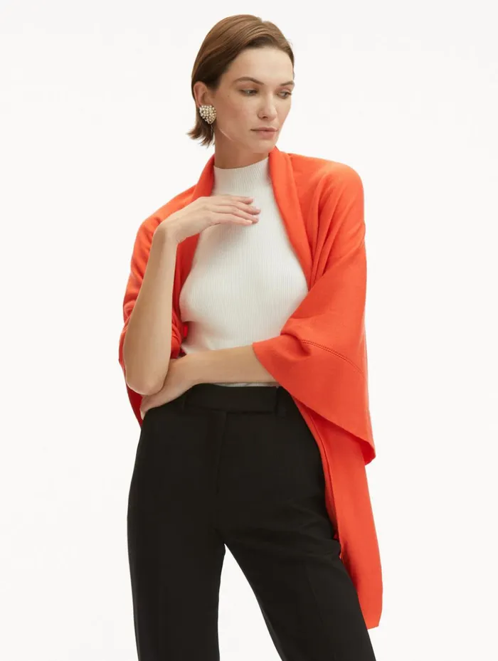 Women Scarves Oscar De La Renta WoolBlend Shawl Orange Women Scarves Oscar De La Renta WoolBlend Shawl Orange