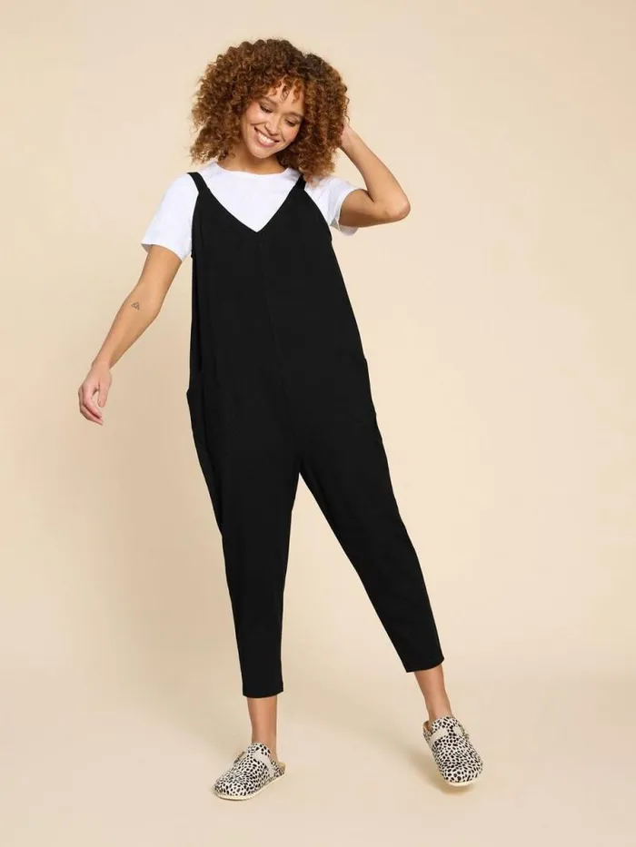 Women Selina Jersey Jumpsuit Pure Black White Stuff Dresses